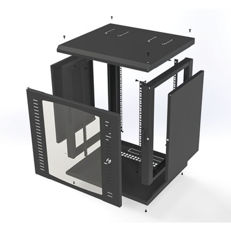 Gabinete Para Montaje En Pared Cuerpo Fijo Con 12 Unidades De Rack De 19in Puerta De Cristal Templado Fabricado En Acero