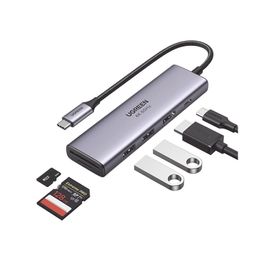 hub usbc multifuncional   a  hdmi 4k60hz  hdcp22  hdr103d  2 puertos usb30  lector de tarjetas sdtf uso simultáneo  usb c pd 10