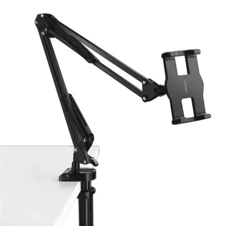 soporte para tableta con brazo tipo perezoso  brazo ajustable y cabezal de 360°  3 perillas de ajuste  soporta dispositivos de 