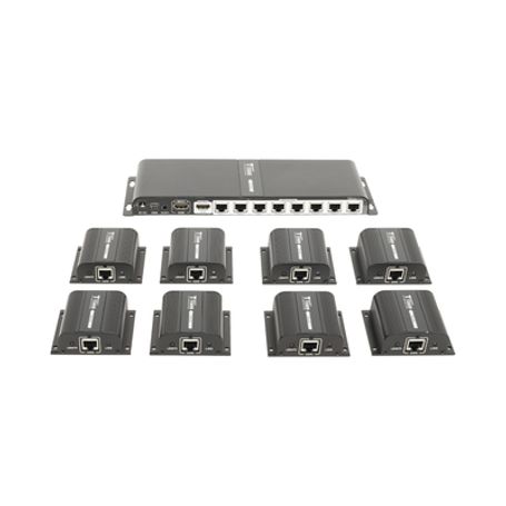 kit divisor y extensor hdmi extender splitter   divide 1 fuente hdmi a 8 pantallas  extiende la senal hdmi hasta 40 m  resoluci