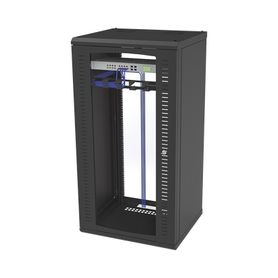 gabinete para montaje en pared puerta de cristal templado cuerpo fijo con rack 19 de 24 unidades94547