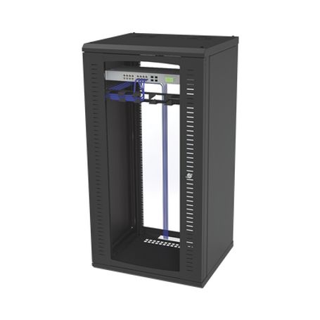 Gabinete Para Montaje En Pared Puerta De Cristal Templado Cuerpo Fijo Con Rack 19 De 24 Unidades