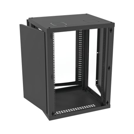 Gabinete Para Montaje En Pared Puerta De Cristal Templado Cuerpo Fijo Con Rack 19 De 16 Unidades