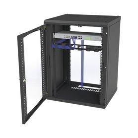 gabinete para montaje en pared puerta de cristal templado cuerpo fijo con rack 19 de 16 unidades86718