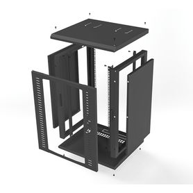 gabinete para montaje en pared puerta de cristal templado cuerpo fijo con rack 19 de 16 unidades86718