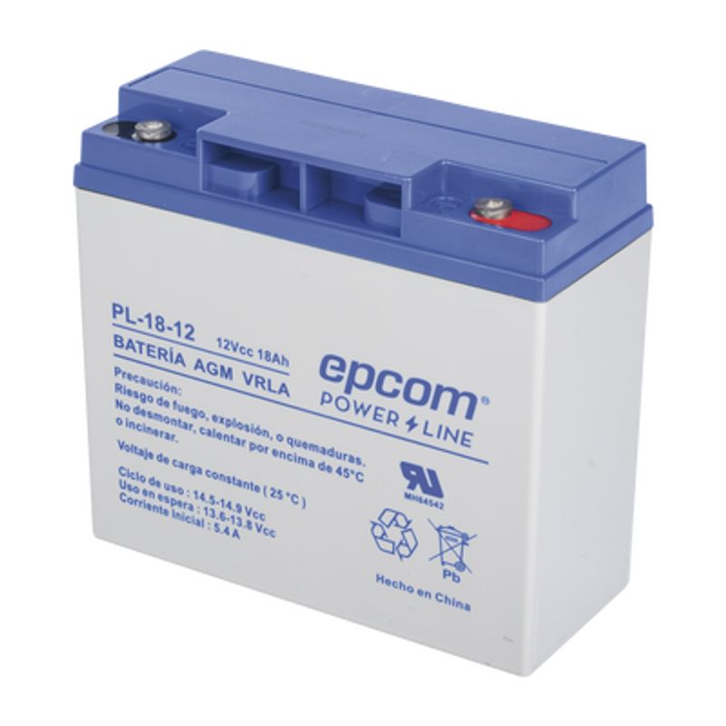 Bateria 12 Vcc / 18 Ah / Ul / Tecnologia Agmvrla / Para Uso En Equipo Electrónico Alarmas De Intrusión / Incendio/ Control De Ac