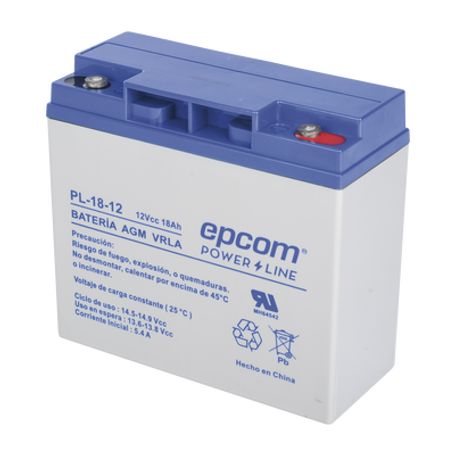 bateria 12 vcc  18 ah  ul  tecnologia agmvrla  para uso en equipo electrónico alarmas de intrusión  incendio control de acceso 