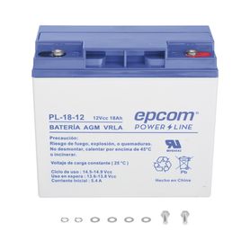 bateria 12 vcc  18 ah  ul  tecnologia agmvrla  para uso en equipo electrónico alarmas de intrusión  incendio control de acceso 