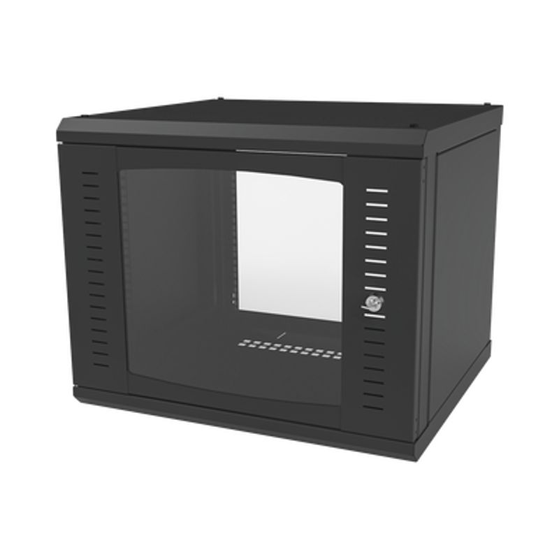 Gabinete Para Montaje En Pared Fijo Con 9 Unidades De Rack De 19in Puerta De Cristal Templado Fabricado En Acero