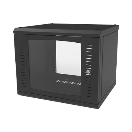 gabinete para montaje en pared fijo con 9 unidades de rack de 19in puerta de cristal templado fabricado en acero74708