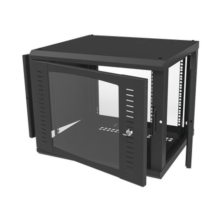 Gabinete Para Montaje En Pared Fijo Con 9 Unidades De Rack De 19in Puerta De Cristal Templado Fabricado En Acero