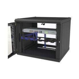 gabinete para montaje en pared fijo con 9 unidades de rack de 19in puerta de cristal templado fabricado en acero74708