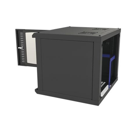 Gabinete Para Montaje En Pared Fijo Con 9 Unidades De Rack De 19in Puerta De Cristal Templado Fabricado En Acero