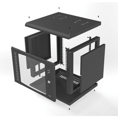Gabinete Para Montaje En Pared Fijo Con 9 Unidades De Rack De 19in Puerta De Cristal Templado Fabricado En Acero