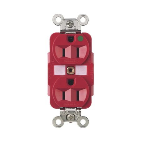 Contacto Dúplex 15 A 125 V 2 Polos 3 Hilos Color Rojo (nema 515r) Grado Hospital.