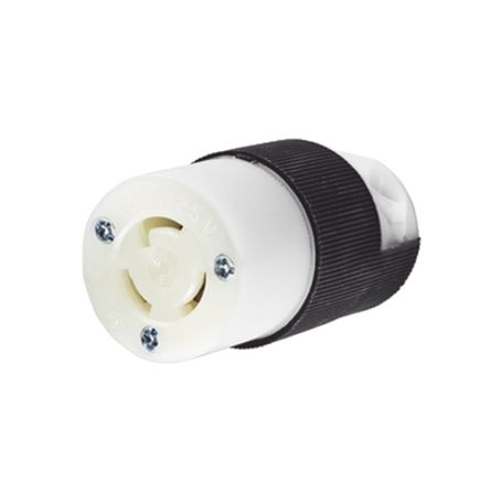 conector industrial con bloqueo de media vuelta  15 a 125 v ca  2 polos 3 hilos  color blanco y negro  nema l515r 