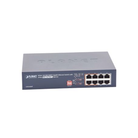 Switch Poe No Administrable 8 Puertos 10/100/1000 Mbps Con 4 Puertos Poe 802.3af/at Modo Extender Hasta 250 Mts
