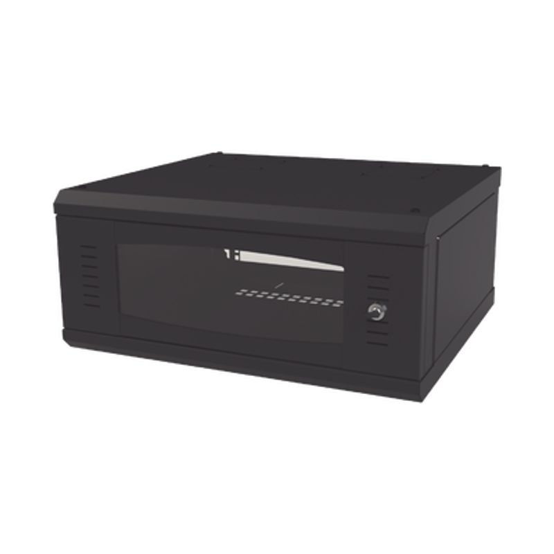 Gabinete De Montaje En Pared Con Puerta De Cristal Cuerpo Fijo Con Rack De 19in 4ur Color Negro