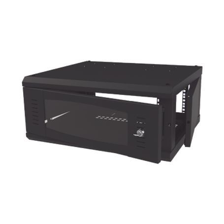 Gabinete De Montaje En Pared Con Puerta De Cristal Cuerpo Fijo Con Rack De 19in 4ur Color Negro