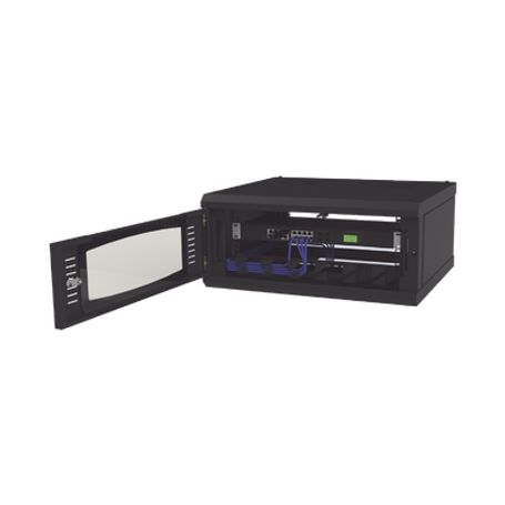 Gabinete De Montaje En Pared Con Puerta De Cristal Cuerpo Fijo Con Rack De 19in 4ur Color Negro