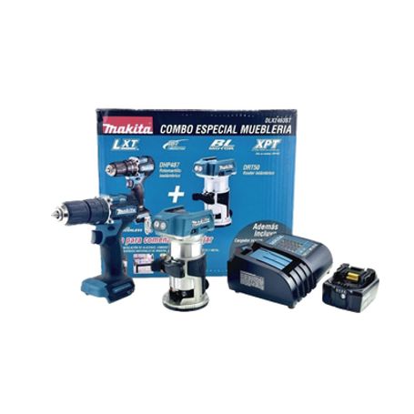 kit de rotomartilló dhp487 fresadora multifuncional drt50 incluye 1 cargador rápido dc18sd y 1 bateria liion de 50 ah modelo bl