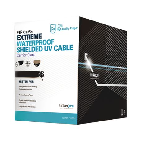 Bobina De Cable De 305 M Cat5e Color Negro Sin Blindar Para Aplicaciones De Video Vigilancia Redes De Datos. Uso En Intemperie