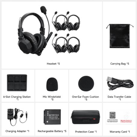 Diadema De Comunicación Inalámbrica Binaural / Cancelación De Ruido Ia / Comunicación Distancia 500m / Bluetooth / Bateria 1050m