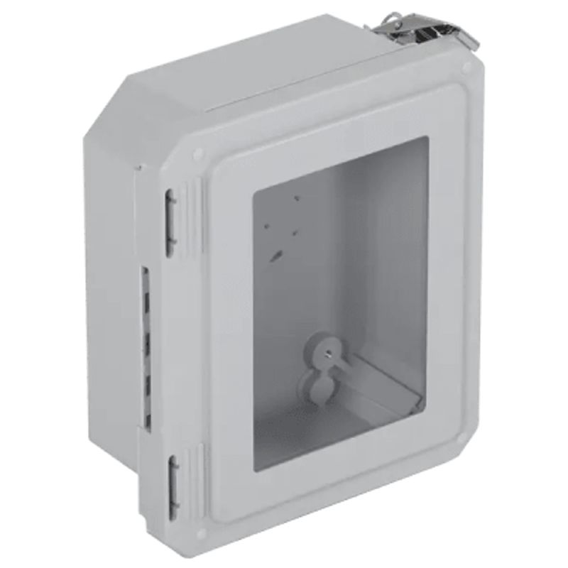 Caja Impermeable De Fibra De Vidrio 8.77 (22.27cm) Alto X 6.77 (17.19cm) Ancho X 4.06 (10.31cm) Con Ventanilla Listado Ul/cul He Caja Impermeable De Fibra De Vidrio 8.77 (22.27cm) Alto X 6.77 (17.19cm) Ancho X 4.06 (10.31cm) Con Ventanilla Listado Ul/cul He