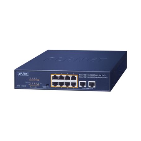 Switch De Escritorio No Administrable / 8 Puertos 10/100/1000t Poe 802.3at / 2 Puertos Uplink 10/100/1000t / Presupuesto Poe 120