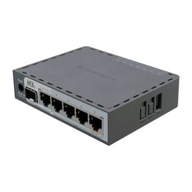 router hex s  5 puertos gigabit ethernet  1 puerto sfp 25g  dualcore arm  512 mb ram  routeros v7  poein y poeout  montaje en p