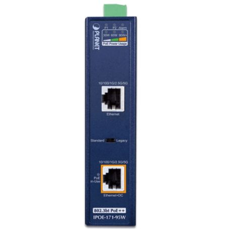 Inyector Industrial Multigigabit 802.3bt Poe / 95w / 2 Puertos Rj45 / 10m/100m/1g/2.5g/5gbps / Ip30 / 40 A 75°c / Montaje En Rie