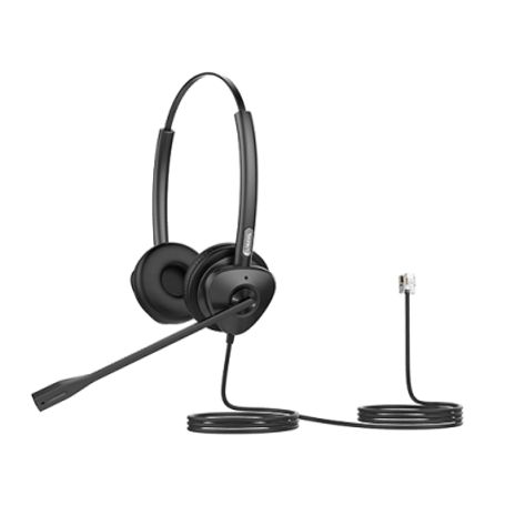 diadema binaural con audio hd y brazo ajustable de 260° conexión rj9 y sonido de alta definición