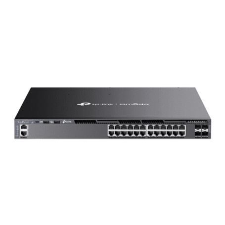 switch omada l3 sdn administrable  24 puertos poe afat gigabit y 4 puertos sfp  presupuesto poe 720w  funciones rip vrrp servid