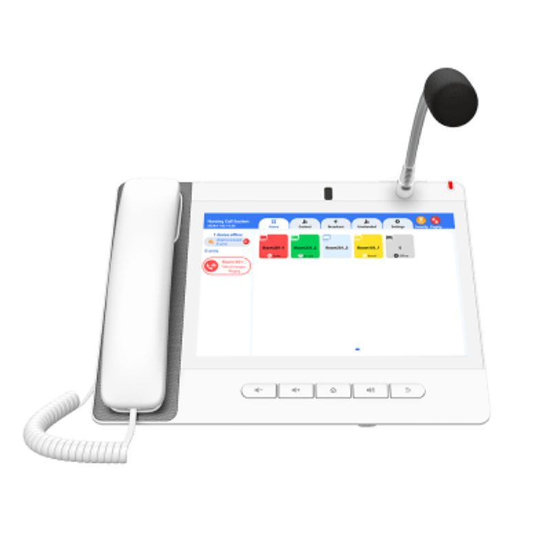 Teléfono Ip Color Blanco Android 9.0 Empresarial Para Voceo 20 Lineas Sip Pantalla Táctil Wifi Y Bluetooth Poe Voceo/ Musica Por