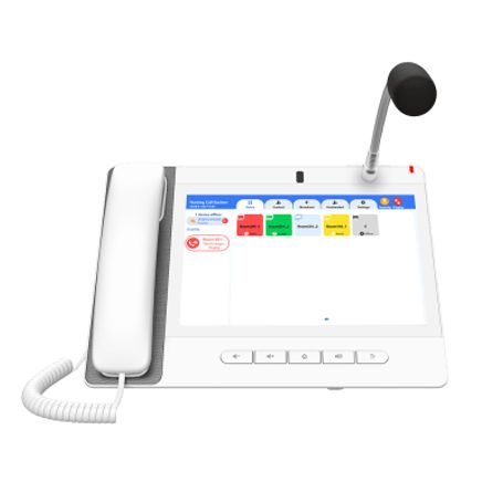 Teléfono Ip Color Blanco Android 9.0 Empresarial Para Voceo 20 Lineas Sip Pantalla Táctil Wifi Y Bluetooth Poe Voceo/ Musica Por