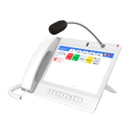teléfono ip color blanco android 90 empresarial para voceo 20 lineas sip pantalla táctil wifi y bluetooth poe voceo musica por 