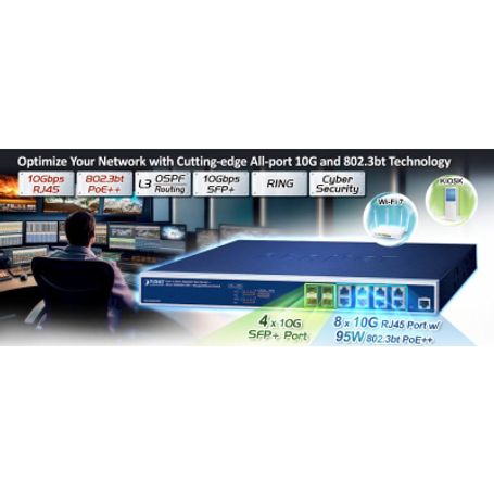 Switch Administrable Capa 3 / 8 Puertos 10gbaset 95w Poe / 4 Puertos 10gbasex Sfp / Compatible Con Ieee 802.3bt / Presupuesto Po