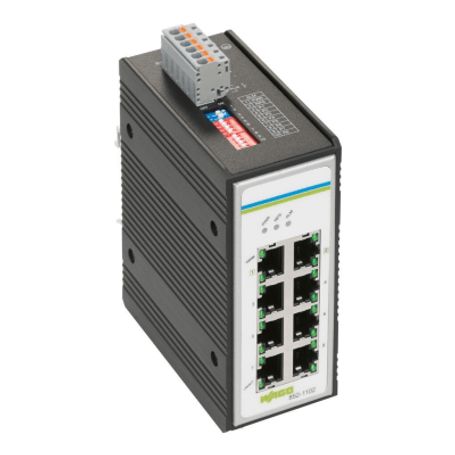 switch industrial ethernet  8 puertos 1000baset  alimentación redundante de cc  rango de tensión 957 v  carcasa metálica  monta