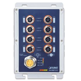 switch industrial ip67 8 puertos 10100tx m12  ieee 8023at poe  180w poe budget  4075°c  aluminio  dinrail y montaje en pared   