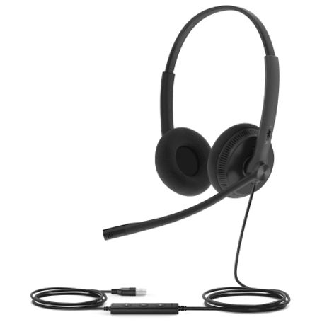 Diadema Usb Yealink Uh34 Lite Dual Con Almohadillas De Esponja Y Compatibilidad Uc Multiplataforma