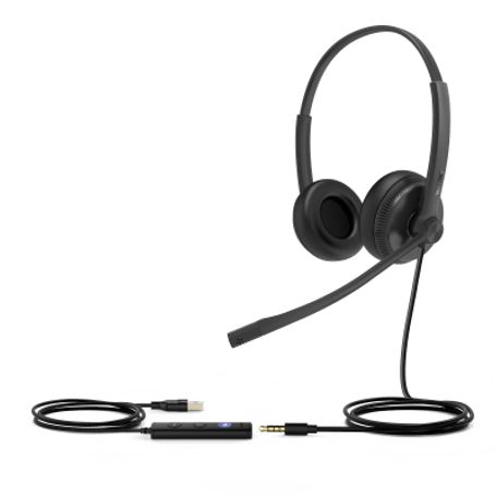 Diadema Usb Alámbrica Yealink Uh34 Dual Teams C/ Almohadillas De Cuero Compatible Con Teléfonos Ip Yealink Y Computadoras