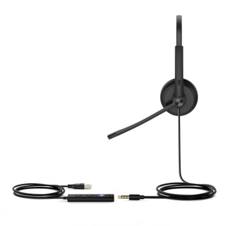 Diadema Usb Alámbrica Yealink Uh34 Dual Teams C/ Almohadillas De Cuero Compatible Con Teléfonos Ip Yealink Y Computadoras