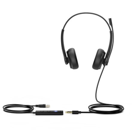 Diadema Usb Alámbrica Yealink Uh34 Dual Teams C/ Almohadillas De Cuero Compatible Con Teléfonos Ip Yealink Y Computadoras
