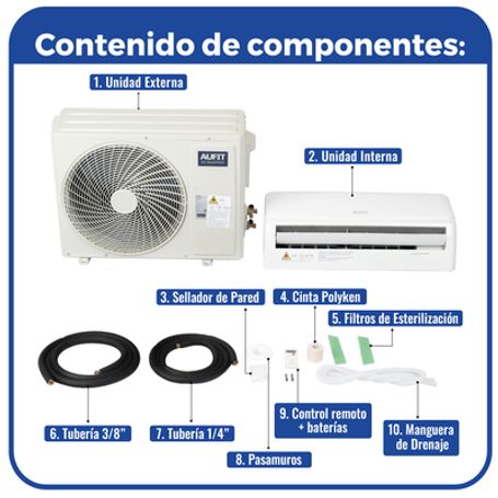 Minisplit Wifi Inverter / Seer 17 / 12000 Btus ( 1 Ton ) / R32 / Frio / 220 Vca / Filtro De Salud / Compatible Con Alexa Y Googl