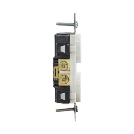 Contacto Dúplex 20 A 125 V  2 Polos 3 Hilos Cableado Posterior Y  Lateral Color Blanco (nema 520r).