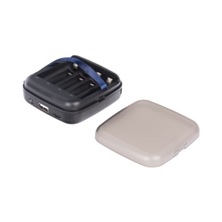 Power Bank Y Cargador Para Baterias 2 En 1  Carga Individual Y/o  Simultánea Hasta 4 Baterias  (aa Y Aaa Nimh Y Liion)