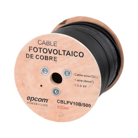 Carrete De 500 Metros / Cable Fotovoltaico Negro / 6mm² (10awg) / Material Cobre /  2000 Vcc