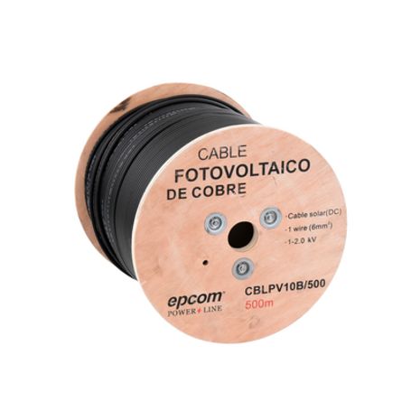 Carrete De 500 Metros / Cable Fotovoltaico Negro / 6mm² (10awg) / Material Cobre /  2000 Vcc
