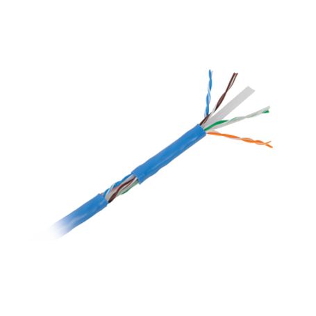 Bobina De Cable U/utp Cat6a De 305 Mts Color Azul Cm Soporta 10gbaset Para Transmisión De Frecuencias De Hasta 500mhz Ul