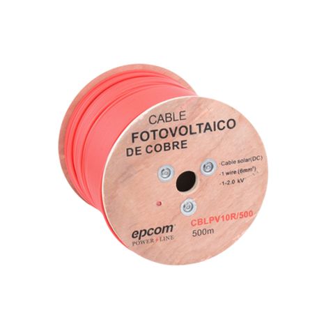 Carrete De 500 Metros / Cable Fotovoltaico Rojo  / Material Cobre / 6mm² (10awg) / 2000 Vcc